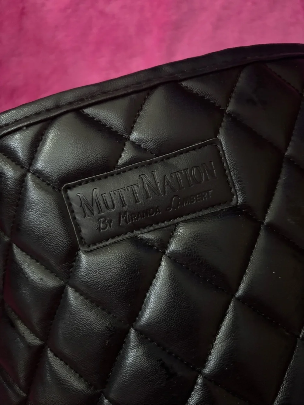 Quilted Black Dog Carrier Tote with Bandana Lining